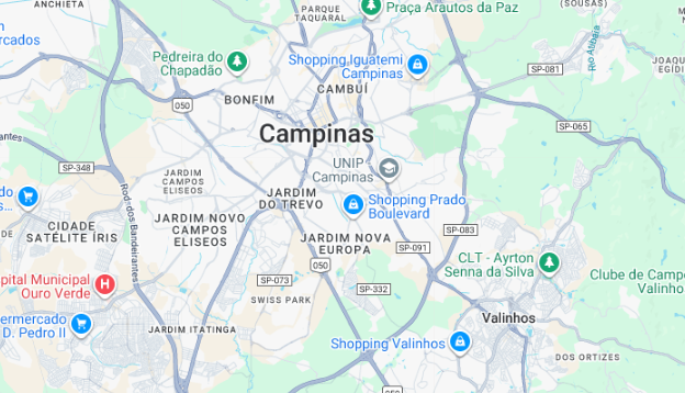 Mapa de Campinas com pins de demandas